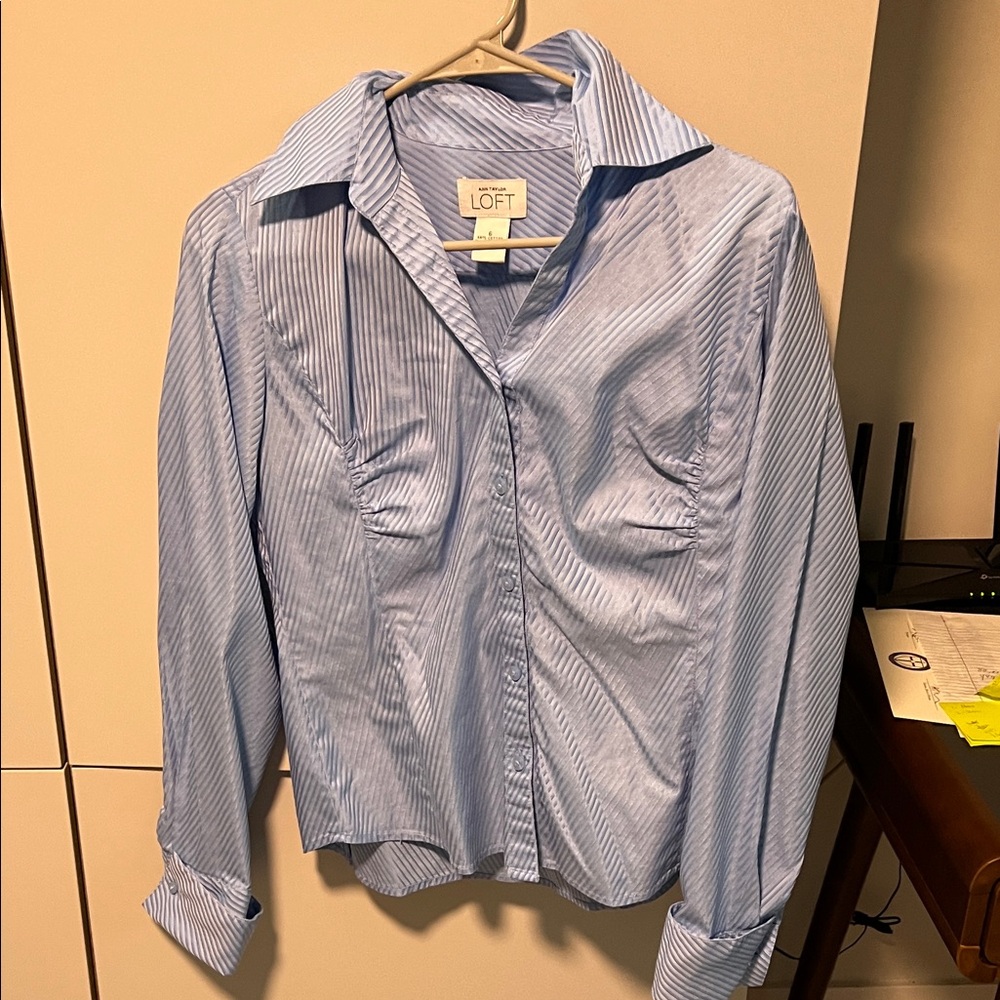LOFT Light Blue Striped Men's Dress Shirt
